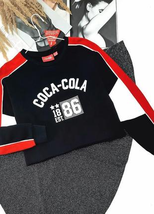 Cвитшот кофта джемепер на флисе coca cola укороченный2 фото
