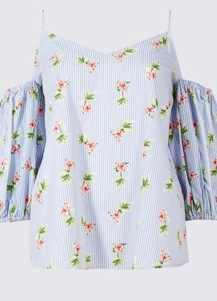 Легкий топ блузка с объемными рукавами marks & spencer коттон4 фото