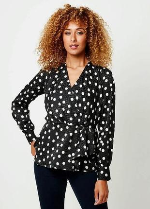 Атласна блузка в горошок на запах великий розмір joe browns2 фото