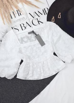 Ніжна біла блузка топ фактурна вишивка mint velvet люкс1 фото