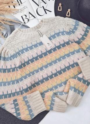 Смугастий светр, джемпер в ретро стилі великий розмір tu2 фото