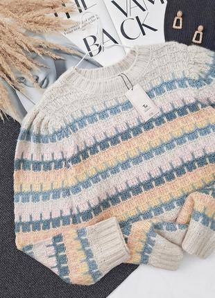 Смугастий светр, джемпер в ретро стилі великий розмір tu3 фото