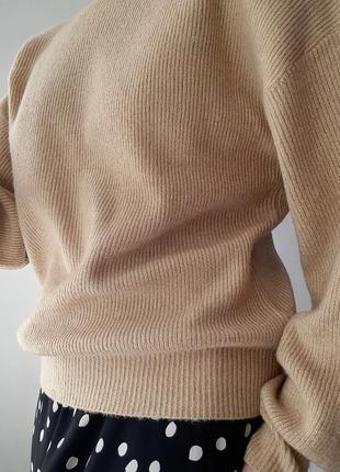 Бежевий теплий светр, джемпер в рубчик amisu4 фото