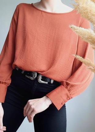 Блузка теракотового кольору з розрізом primark 🔥ліквідація товару4 фото