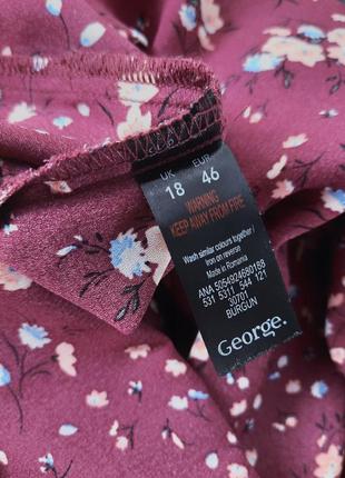 Блуза пурпурного кольору в квітковий принт великий розмір батал .7 фото