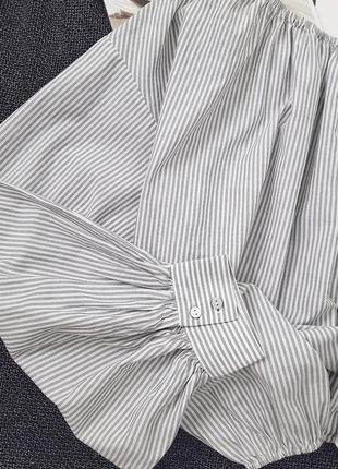 Блуза топ із відкритими плечима в смужку marks&spencer5 фото