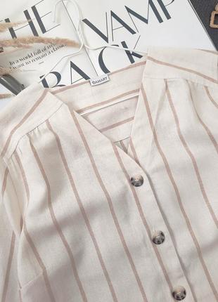 Блузка в смужку сорочка з льону на гудзиках damart німеччина3 фото