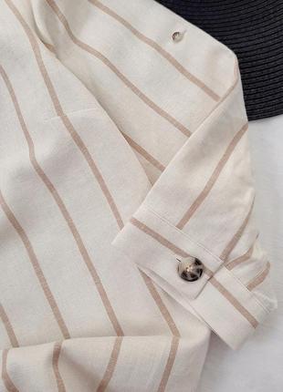 Блузка в смужку сорочка з льону на гудзиках damart німеччина4 фото
