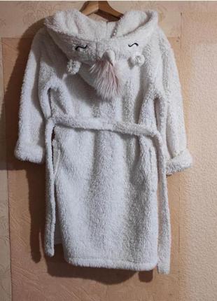 Дитячий товстий теплий блискучий махровий халат з капюшоном единоріг2 фото