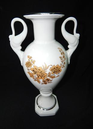 Декоративна ваза / ваза для квітів версаль "золоті квіти" коростень фарфор, ручна робота, отводка золото
