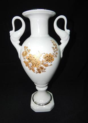 Декоративна ваза / ваза для квітів версаль "золоті квіти" коростень фарфор, ручна робота, отводка золото2 фото