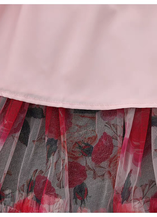 Асимметричный крой ✂️ длинная пышная юбка красная синяя розы цветы10 фото