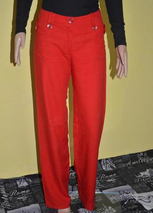 Шикарные яркие красные брюки класические червоні натуральні прямі lady bird3 фото