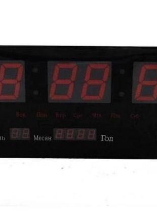 Настенные led часы с подсветкой  vst 4622  с датой и температурой 46х22х3см чорно-красние6 фото