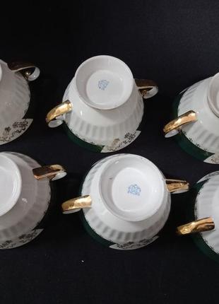 Чашка для бульйона / бульйонница / набор для обеда  "зеленый золото" коростень фарфор состоит из 6 предметов5 фото