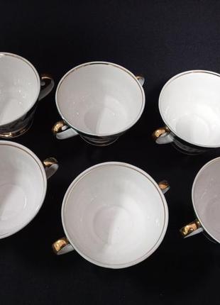Чашка для бульйона / бульйонница / набор для обеда  "зеленый золото" коростень фарфор состоит из 6 предметов4 фото