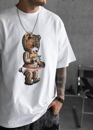 Чоловіча футболка оверсайз з принтом ведмедик
