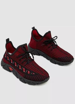 Кросівки чоловічі текстиль, колір червоно-чорний3 фото