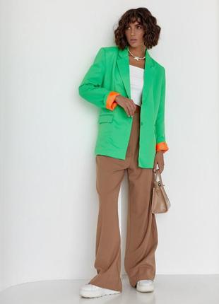 Женский пиджак с цветной подкладкой, цвет: зеленый3 фото