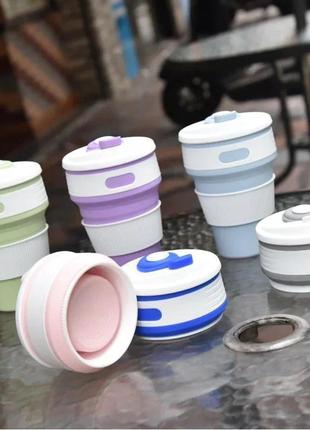 Стакан раскладной силиконовый 350ml collapsible coffee cup5 фото