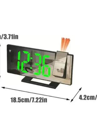 Часы настольные электронные led свечение, зеркальный дисплей с проекцией и будильником ds-3618lp black5 фото