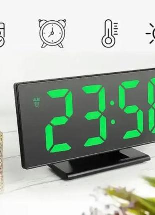 Годинник настільний електронний led-світіння, дзеркальний дисплей із проекцією й...
