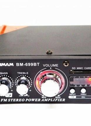 Підсилювач звуку boschmann bm-699bt usb блютуз 300w+300w 2х канальний