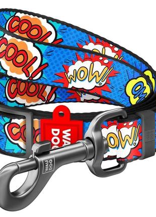 Повідець для собак нейлоновий waudog nylon, малюнок "вау", рег...