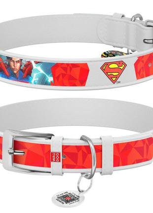 Нашийник для собак шкіряний waudog design з qr паспортом, малю...