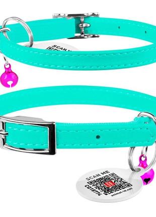 Нашийник для котів шкіряний waudog glamour з qr паспортом, без...