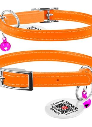 Нашийник для котів шкіряний waudog glamour з qr паспортом, без...
