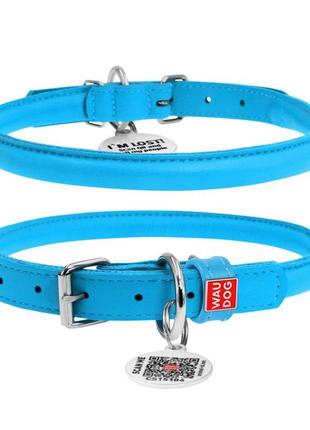 Нашийник для собак шкіряний waudog glamour з qr паспортом, кру...