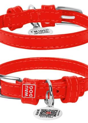 Нашийник для собак шкіряний waudog glamour з qr паспортом, без...