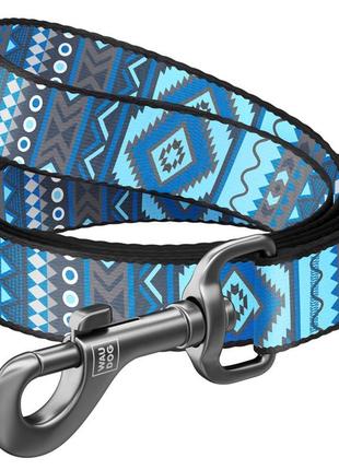 Повідець для собак нейлоновий waudog nylon, малюнок "етно сині...