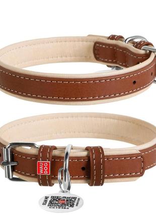 Нашийник для собак шкіряний waudog soft з qr паспортом, ш 25 м...