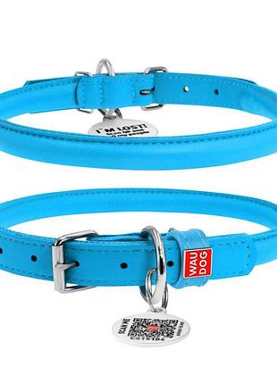 Нашийник для собак шкіряний waudog glamour з qr паспортом, кру...