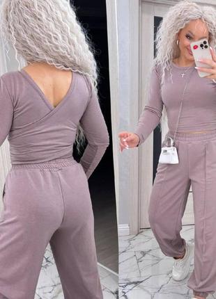 Костюм прогулочный  двухнитка топ и джоггеры