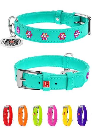 Нашийник для собак шкіряний waudog glamour з qr паспортом, з к...