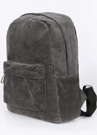 Жіночий невеликий міський рюкзак з вельветової тканини темно с...3 фото