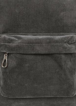 Жіночий невеликий міський рюкзак з вельветової тканини темно с...4 фото