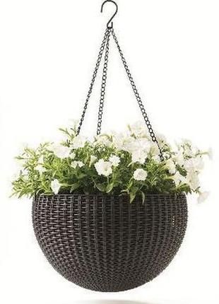 Підвісний горщик для квітів keter 8.6 л rattan style hanging s...