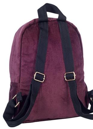Міський рюкзак стильний жіночий бордовий вельветовий обсяг 7,5...3 фото