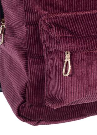 Міський рюкзак стильний жіночий бордовий вельветовий обсяг 7,5...4 фото