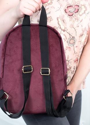 Міський рюкзак стильний жіночий бордовий вельветовий обсяг 7,5...5 фото