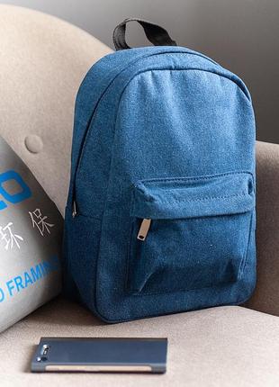 Джинсовий универсальный повсякденний рюкзак міський синій сере...3 фото