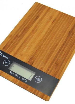 Електронні ваги кухонні дерев'яні domotec ms-a з lcd-дисплеєм