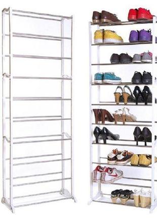 Полиця для взуття amazing shoe rack — органайзер на 30 пар 50х24х140 см біла2 фото