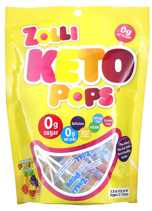 Keto pops, леденцы для кетодиэты, с фруктовым вкусом, 147 г1 фото