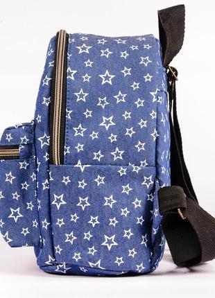 Дитячий стильний джинсовий синій рюкзак для садочка з принтом ...3 фото