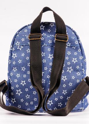 Дитячий стильний джинсовий синій рюкзак для садочка з принтом ...5 фото